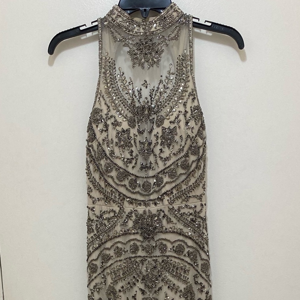 NWT Aidan Mattox Embellished Evening Dress Size 2 (Color Gun Metal) - Picture 10 of 16